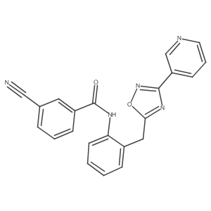 3-cyano-N-(2-((3-(pyridin-3-yl)-1,2,4-oxadiazol-5-yl)methyl)phenyl)benzamide Structure
