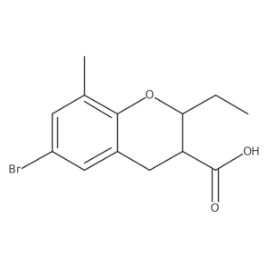 6-bromo-2-ethyl-8-methyl-3,4-dihydro-2H-1-benzopyran-3-carboxylic acid结构式
