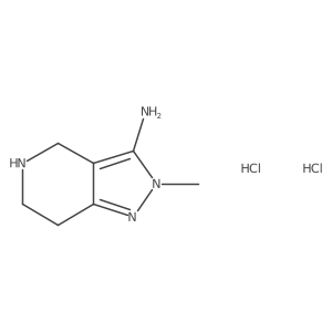 2-Methyl-4,5,6,7-tetrahydro-2H-pyrazolo[4,3-c]pyridin-3-amine dihydrochloride结构式