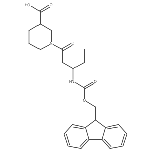(3R)-1-[(3S)-3-({[(9H-fluoren-9-yl)methoxy]carbonyl}amino)pentanoyl]piperidine-3-carboxylic acid Structure