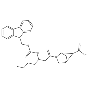 2-[(3S)-3-({[(9H-fluoren-9-yl)methoxy]carbonyl}amino)heptanoyl]-2-azabicyclo[2.1.1]hexane-5-carboxylic acid Structure