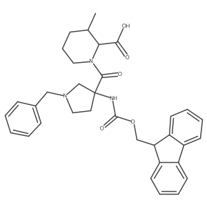 1-[1-benzyl-3-({[(9H-fluoren-9-yl)methoxy]carbonyl}amino)pyrrolidine-3-carbonyl]-3-methylpiperidine-2-carboxylic acid结构式