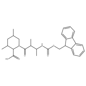 1-[3-({[(9H-fluoren-9-yl)methoxy]carbonyl}amino)-2-methylbutanoyl]-3,5-dimethylpiperidine-2-carboxylic acid结构式