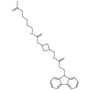 6-(2-{3-[({[(9H-fluoren-9-yl)methoxy]carbonyl}amino)methyl]cyclobutyl}acetamido)hexanoic acid Structure