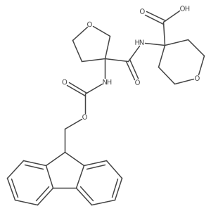4-[3-({[(9H-fluoren-9-yl)methoxy]carbonyl}amino)oxolane-3-amido]oxane-4-carboxylic acid结构式
