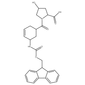 (2R,4R)-1-[(1RS,5SR)-5-({[(9H-fluoren-9-yl)methoxy]carbonyl}amino)cyclohex-3-ene-1-carbonyl]-4-hydroxypyrrolidine-2-carboxylic acid结构式
