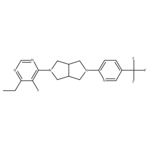 4-Ethyl-5-fluoro-6-{5-[5-(trifluoromethyl)pyridin-2-yl]-octahydropyrrolo[3,4-c]pyrrol-2-yl}pyrimidine结构式