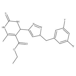 ethyl 4-{1-[(3,5-difluorophenyl)methyl]-1H-1,2,3-triazol-4-yl}-6-methyl-2-sulfanylidene-1,2,3,4-tetrahydropyrimidine-5-carboxylate结构式