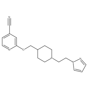 2-({1-[2-(1H-pyrazol-1-yl)ethyl]piperidin-4-yl}methoxy)pyridine-4-carbonitrile结构式