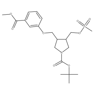 trans-Tert-butyl 3-((3-(methoxycarbonyl)phenoxy)methyl)-4-(((methylsulfonyl)oxy)methyl)pyrrolidine-1-carboxylate Structure