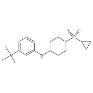 N-[1-(cyclopropanesulfonyl)piperidin-4-yl]-6-(trifluoromethyl)pyrimidin-4-amine结构式