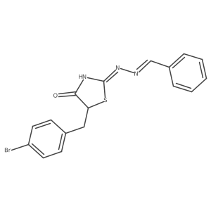 (Z)-2-((E)-benzylidenehydrazono)-5-(4-bromobenzyl)thiazolidin-4-one结构式