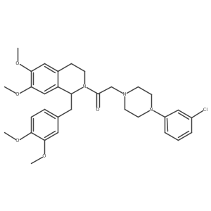 2-[4-(3-chlorophenyl)piperazin-1-yl]-1-[1-[(3,4-dimethoxyphenyl)methyl]-6,7-dimethoxy-3,4-dihydro-1H-isoquinolin-2-yl]ethanone Structure