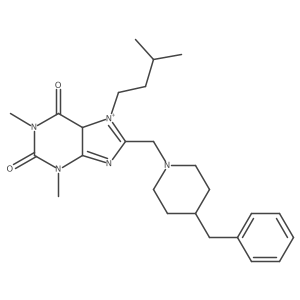 8-[(4-benzylpiperidin-1-yl)methyl]-1,3-dimethyl-7-(3-methylbutyl)-5H-purin-7-ium-2,6-dione Structure