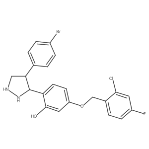 2-[4-(4-Bromophenyl)pyrazolidin-3-yl]-5-[(2-chloro-4-fluorophenyl)methoxy]phenol Structure