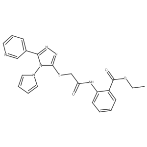 ethyl 2-[({[5-(pyridin-3-yl)-4-(1H-pyrrol-1-yl)-4H-1,2,4-triazol-3-yl]sulfanyl}acetyl)amino]benzoate Structure
