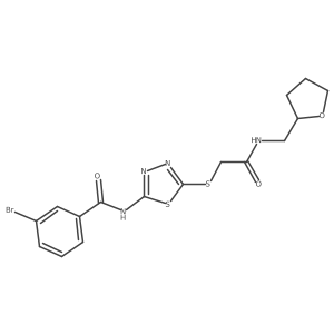 3-bromo-N-{5-[({[(oxolan-2-yl)methyl]carbamoyl}methyl)sulfanyl]-1,3,4-thiadiazol-2-yl}benzamide Structure