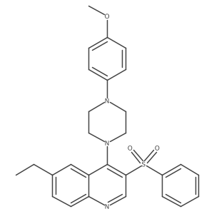 6-Ethyl-4-(4-(4-methoxyphenyl)piperazin-1-yl)-3-(phenylsulfonyl)quinoline结构式