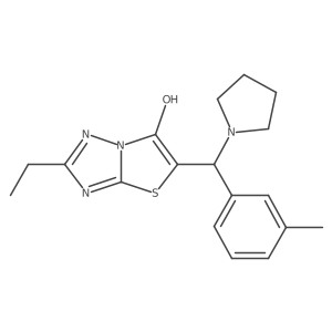 2-Ethyl-5-(pyrrolidin-1-yl(m-tolyl)methyl)thiazolo[3,2-b][1,2,4]triazol-6-ol结构式