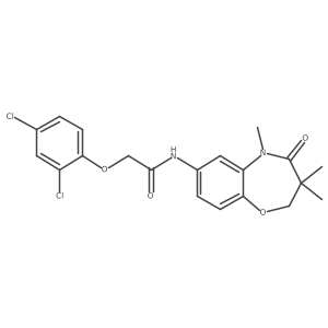 2-(2,4-dichlorophenoxy)-N-(3,3,5-trimethyl-4-oxo-2,3,4,5-tetrahydrobenzo[b][1,4]oxazepin-7-yl)acetamide结构式