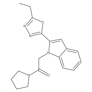 2-(2-(5-ethyl-1,3,4-oxadiazol-2-yl)-1H-indol-1-yl)-1-(pyrrolidin-1-yl)ethanone结构式