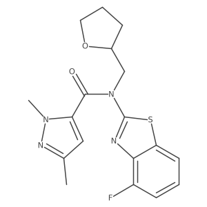 N-(4-fluorobenzo[d]thiazol-2-yl)-1,3-dimethyl-N-((tetrahydrofuran-2-yl)methyl)-1H-pyrazole-5-carboxamide Structure
