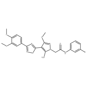 2-(5-amino-4-(3-(3,4-dimethoxyphenyl)-1,2,4-oxadiazol-5-yl)-3-(methylthio)-1H-pyrazol-1-yl)-N-(3-fluorophenyl)acetamide结构式