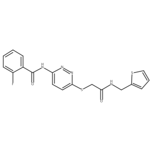 2-fluoro-N-(6-((2-oxo-2-((thiophen-2-ylmethyl)amino)ethyl)thio)pyridazin-3-yl)benzamide结构式