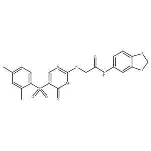 N-(2H-1,3-benzodioxol-5-yl)-2-{[5-(2,4-dimethylbenzenesulfonyl)-6-oxo-1,6-dihydropyrimidin-2-yl]sulfanyl}acetamide结构式