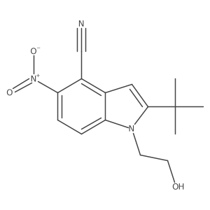 2-tert-butyl-1-(2-hydroxyethyl)-5-nitro-1H-indole-4-carbonitrile结构式