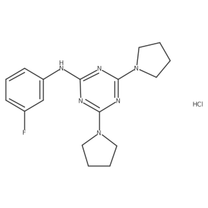 N-(3-fluorophenyl)-4,6-di(pyrrolidin-1-yl)-1,3,5-triazin-2-amine hydrochloride结构式