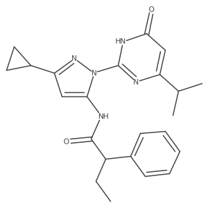 N-(3-cyclopropyl-1-(4-isopropyl-6-oxo-1,6-dihydropyrimidin-2-yl)-1H-pyrazol-5-yl)-2-phenylbutanamide Structure