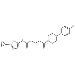 N-[(2E)-5-cyclopropyl-1,3,4-thiadiazol-2(3H)-ylidene]-5-[4-(4-fluorophenyl)piperazin-1-yl]-5-oxopentanamide结构式