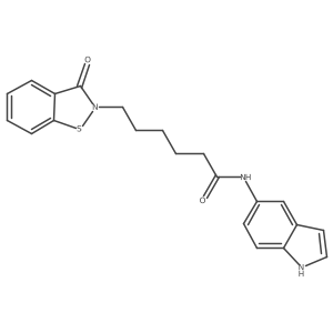 N-(1H-indol-5-yl)-6-(3-oxo-1,2-benzothiazol-2(3H)-yl)hexanamide结构式