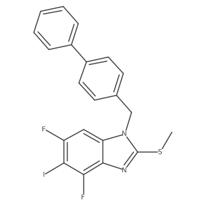1-([1,1'-Biphenyl]-4-ylmethyl)-4,6-difluoro-5-iodo-2-(methylthio)-1h-benzo[d]imidazole结构式