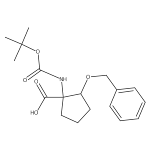 2-(Benzyloxy)-1-((tert-butoxycarbonyl)amino)cyclopentanecarboxylic acid结构式