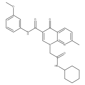 1-(2-(cyclohexylamino)-2-oxoethyl)-N-(3-methoxyphenyl)-7-methyl-4-oxo-1,4-dihydro-1,8-naphthyridine-3-carboxamide结构式