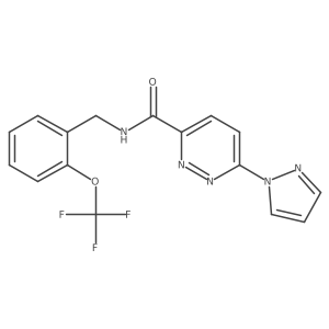 6-(1H-pyrazol-1-yl)-N-(2-(trifluoromethoxy)benzyl)pyridazine-3-carboxamide结构式