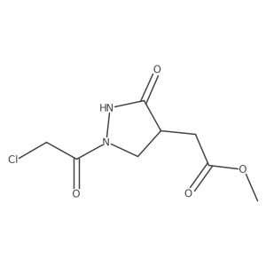 Methyl [1-(chloroacetyl)-3-oxopyrazolidin-4-yl]acetate结构式