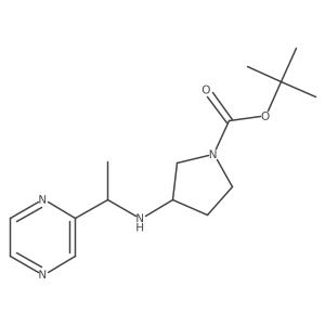 (3R)-tert-butyl-3-((1-(pyrazin-2-yl)ethyl)amino)pyrrolidine-1-carboxylate Structure