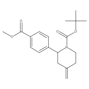 2-[4-(Methoxycarbonyl)phenyl]-4-methylene-1-piperidinecarboxylic acid 1,1-dimethylethyl ester Structure