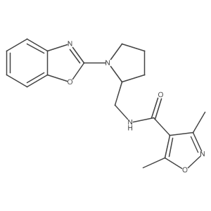N-((1-(benzo[d]oxazol-2-yl)pyrrolidin-2-yl)methyl)-3,5-dimethylisoxazole-4-carboxamide结构式