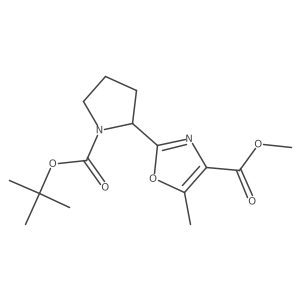 methyl 2-[(2S)-1-(tert-butoxycarbonyl)pyrrolidin-2-yl]-5-methyl-1,3-oxazole-4-carboxylate Structure