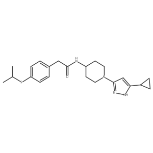 N-(1-(5-cyclopropyl-1H-pyrazol-3-yl)piperidin-4-yl)-2-(4-(isopropylthio)phenyl)acetamide Structure