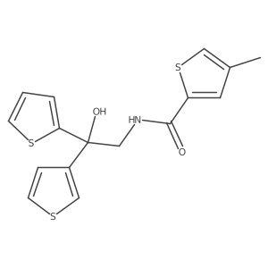 N-(2-hydroxy-2-(thiophen-2-yl)-2-(thiophen-3-yl)ethyl)-4-methylthiophene-2-carboxamide结构式