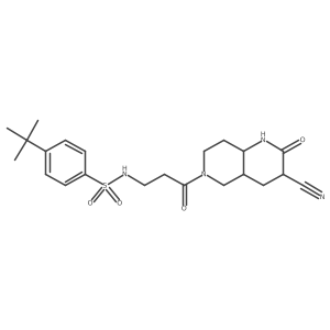 4-tert-butyl-N-[3-(3-cyano-2-oxo-1,3,4,4a,5,7,8,8a-octahydro-1,6-naphthyridin-6-yl)-3-oxopropyl]benzenesulfonamide Structure