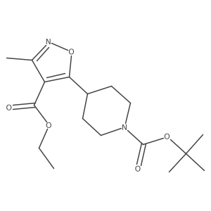 Ethyl 5-(1-(tert-butoxycarbonyl)piperidin-4-yl)-3-methylisoxazole-4-carboxylate结构式