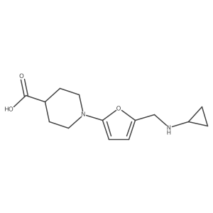1-{5-[(Cyclopropylamino)methyl]furan-2-yl}piperidine-4-carboxylic acid结构式