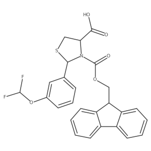 (4R)-2-[3-(difluoromethoxy)phenyl]-3-{[(9H-fluoren-9-yl)methoxy]carbonyl}-1,3-thiazolidine-4-carboxylic acid结构式