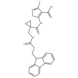 5-{1-[({[(9H-fluoren-9-yl)methoxy]carbonyl}amino)methyl]cyclopropaneamido}-3-methyl-1,2-thiazole-4-carboxylic acid结构式
